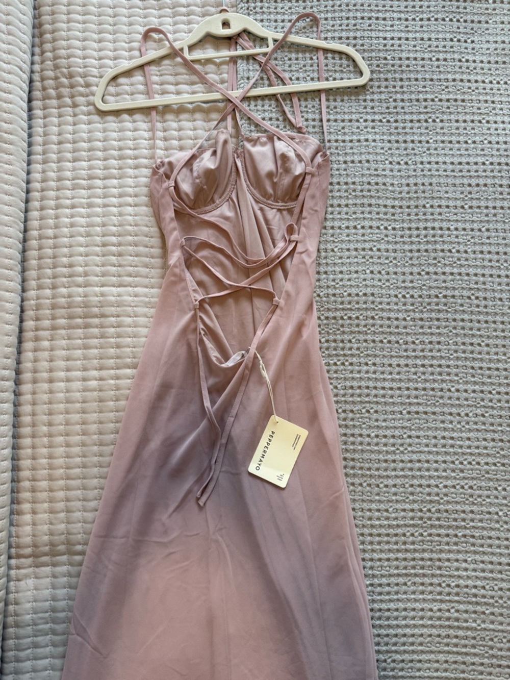Peppermayo Blush Pink Tie-Front Slip Maxi Dress - Picture 5 of 6